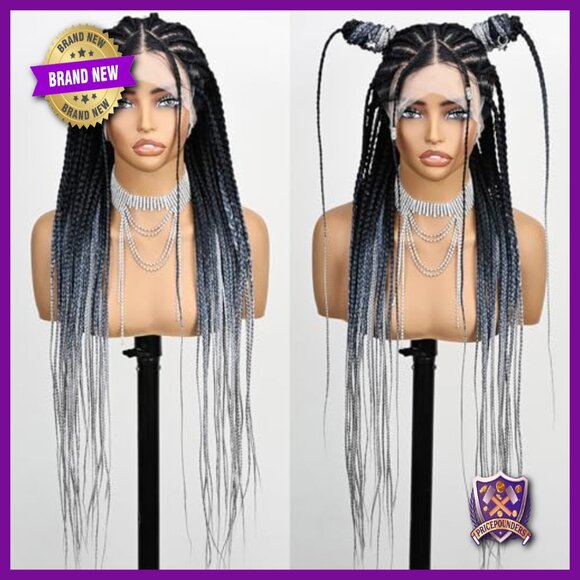 30 Inch Full Lace Braided Wig Synthetic Heat Resistant Glueless Design main image 4